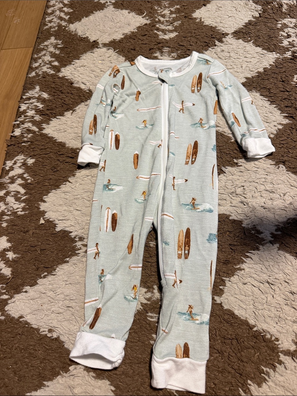 Milkbarn Light Blue Surfboard Print Footed One-Piece